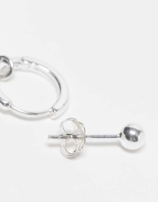 ASOS DESIGN – Silverfärgade creoler i sterlingsilver med stift och dolkhänge, 3 av 4