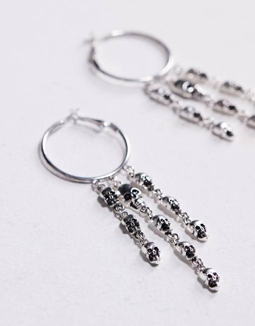 ASOS DESIGN – Silverfärgade creoler med dödskalle design, 4 av 4