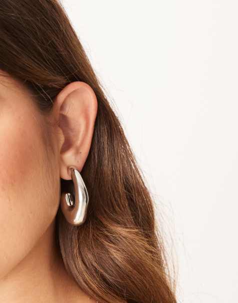 ASOS DESIGN – Silverfärgade creoler med grov, bubblig design - view 1