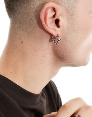 ASOS DESIGN – Silverfärgade creoler med snurrad, smält design