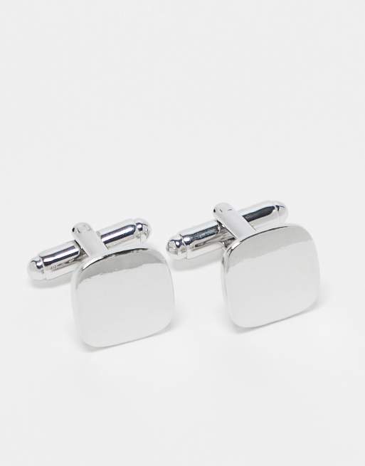 ASOS DESIGN – Silverfärgade fyrkantiga manschettknappar