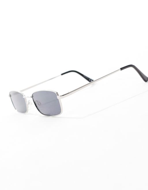 ASOS DESIGN – Silverfärgade fyrkantiga solglasögon med metallbåge och rökigt glas, 4 av 4