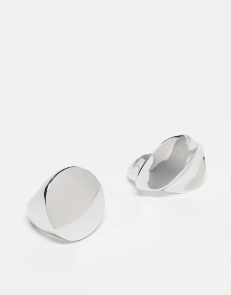 ASOS DESIGN – Silverfärgade, grova ringar, 2-pack - view 1