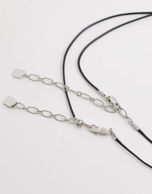 ASOS DESIGN – Silverfärgade halsband i flera rader med metalldetalj, 3 av 4