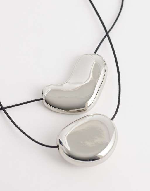 ASOS DESIGN – Silverfärgade halsband i flera rader med metalldetalj, 4 av 4
