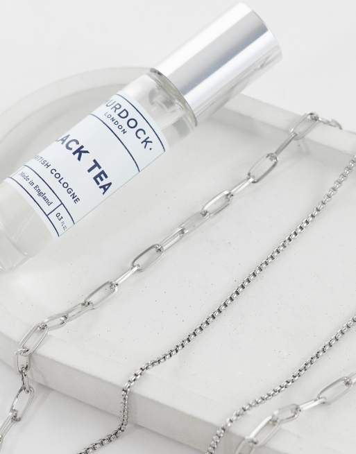 ASOS DESIGN – Silverfärgade halsband med öppna länkar och repkedja, 2-pack, 2 av 4