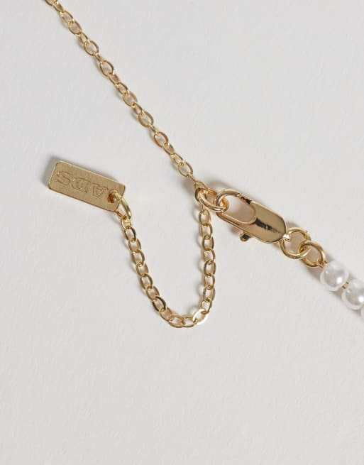 ASOS DESIGN – Silverfärgade halsband med pärlor och stenflisor, 3-pack, 2 av 3