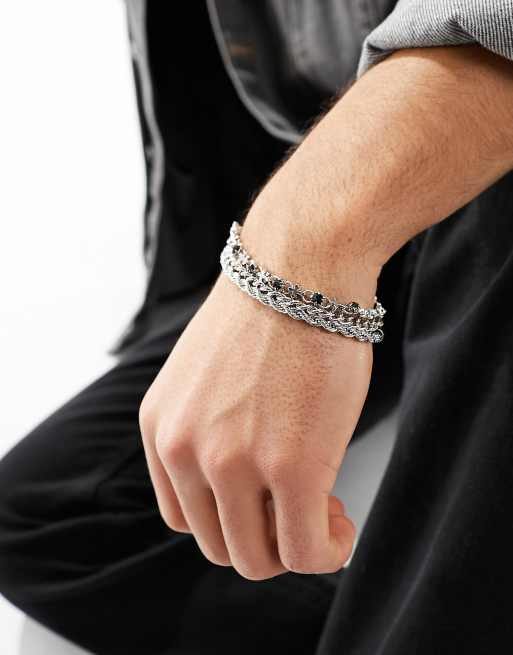 ASOS DESIGN – Silverfärgade kedjearmband, 3-pack