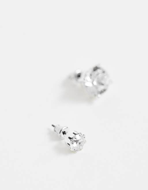 ASOS DESIGN – Silverfärgade nitörhängen med kristaller, 2-pack, 4 av 4