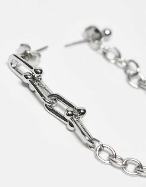 ASOS DESIGN – Silverfärgade örhängen, hängande örhänge med kedja och stiftörhänge, 3 av 4