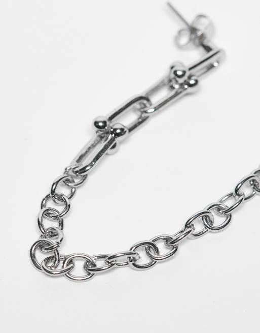 ASOS DESIGN – Silverfärgade örhängen, hängande örhänge med kedja och stiftörhänge, 4 av 4