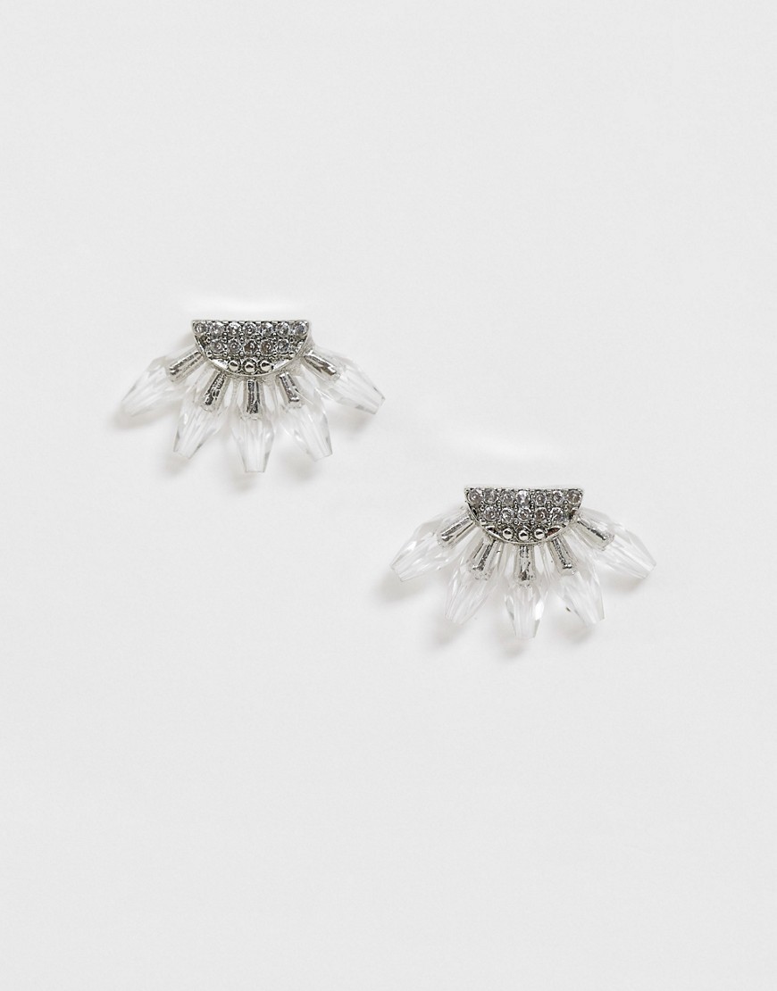 ASOS DESIGN – Silverfärgade örhängen med strassnitar och pärlor