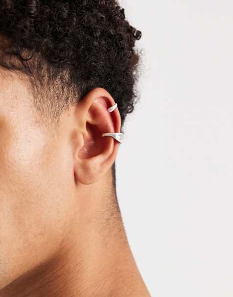 ASOS DESIGN – Silverfärgade öronsmycken med smält design, 2-pack - view 1