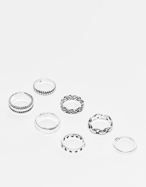 ASOS DESIGN – Silverfärgade polerade ringar, 7-pack - view 1