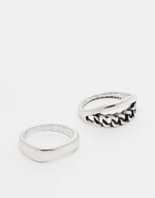 ASOS DESIGN – Silverfärgade ringar, 2-pack