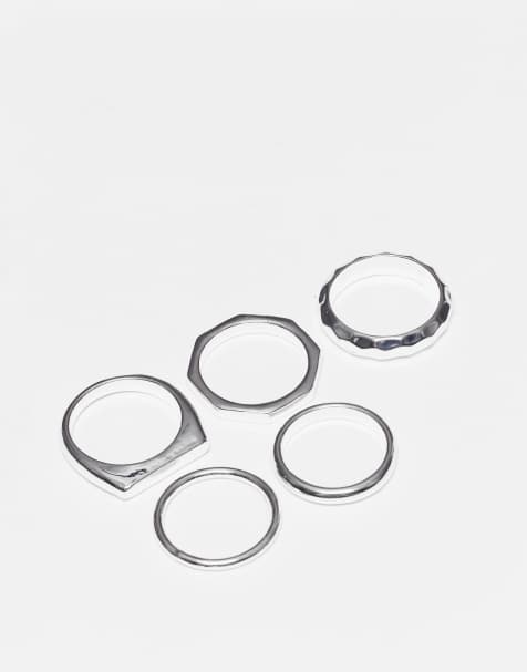ASOS DESIGN – Silverfärgade ringar, 5-pack - view 1