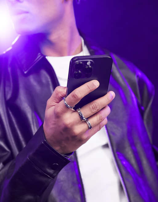 ASOS DESIGN – Silverfärgade ringar med prägling, 4-pack