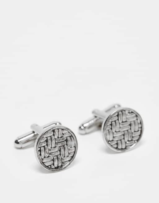 ASOS DESIGN – Silverfärgade, runda manschettknappar med texturdesign