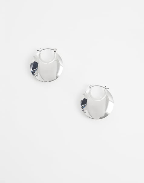 ASOS DESIGN – Silverfärgade, små, grova creoler - view 1