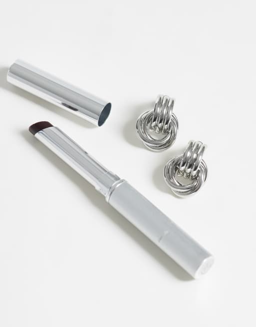 ASOS DESIGN – Silverfärgade stiftörhängen med dörrklappsdesign, 2 av 4