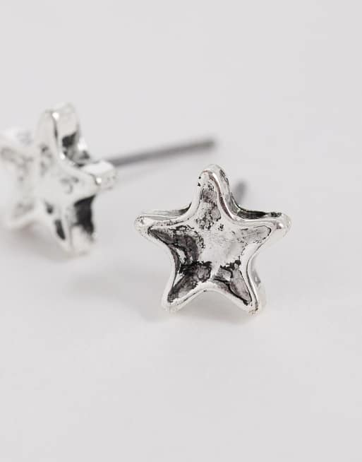 ASOS DESIGN – Silverfärgade stiftörhängen med stjärnor, 3 av 4
