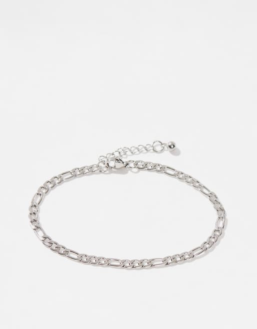 ASOS DESIGN – Silverfärgat armband med figarokedja i vattentåligt, rostfritt stål   , 3 av 4