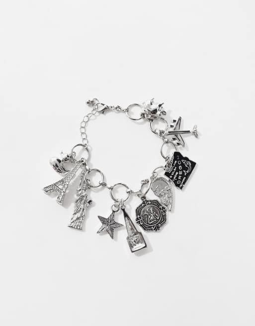 ASOS DESIGN – Silverfärgat armband med olika berlocker, 2 av 3