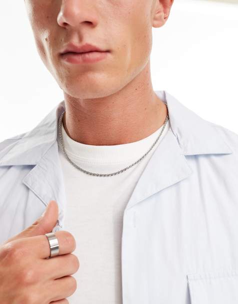 ASOS DESIGN – Silverfärgat halsband i vattentåligt, rostfritt stål med repkedja - view 1