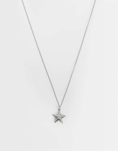 ASOS DESIGN – Silverfärgat halsband i vattentåligt, rostfritt stål med stjärnhänge - view 1