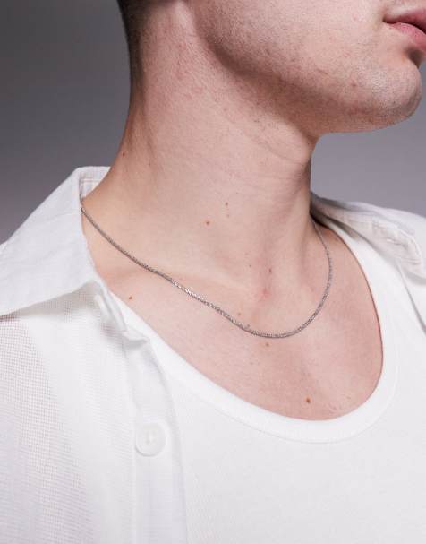 ASOS DESIGN – Silverfärgat halsband i vattentåligt, rostfritt stål med tvinnad repkedja - view 1