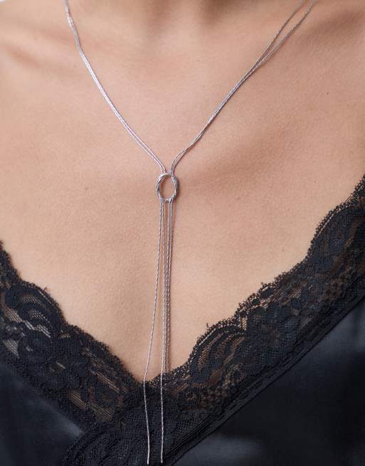 ASOS DESIGN – Silverfärgat halsband i y-form med tunn, knuten ormkedja, 2 av 4