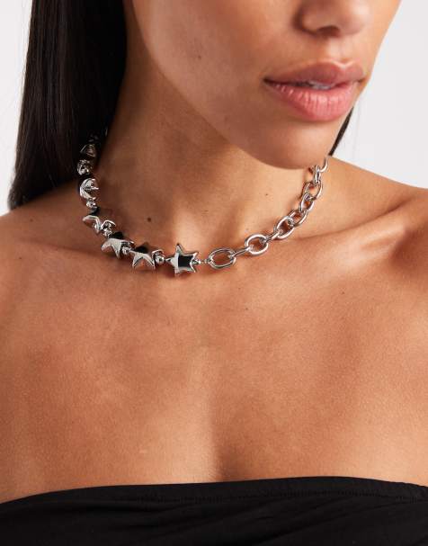 ASOS DESIGN – Silverfärgat halsband med bubblig stjärndesign - view 1