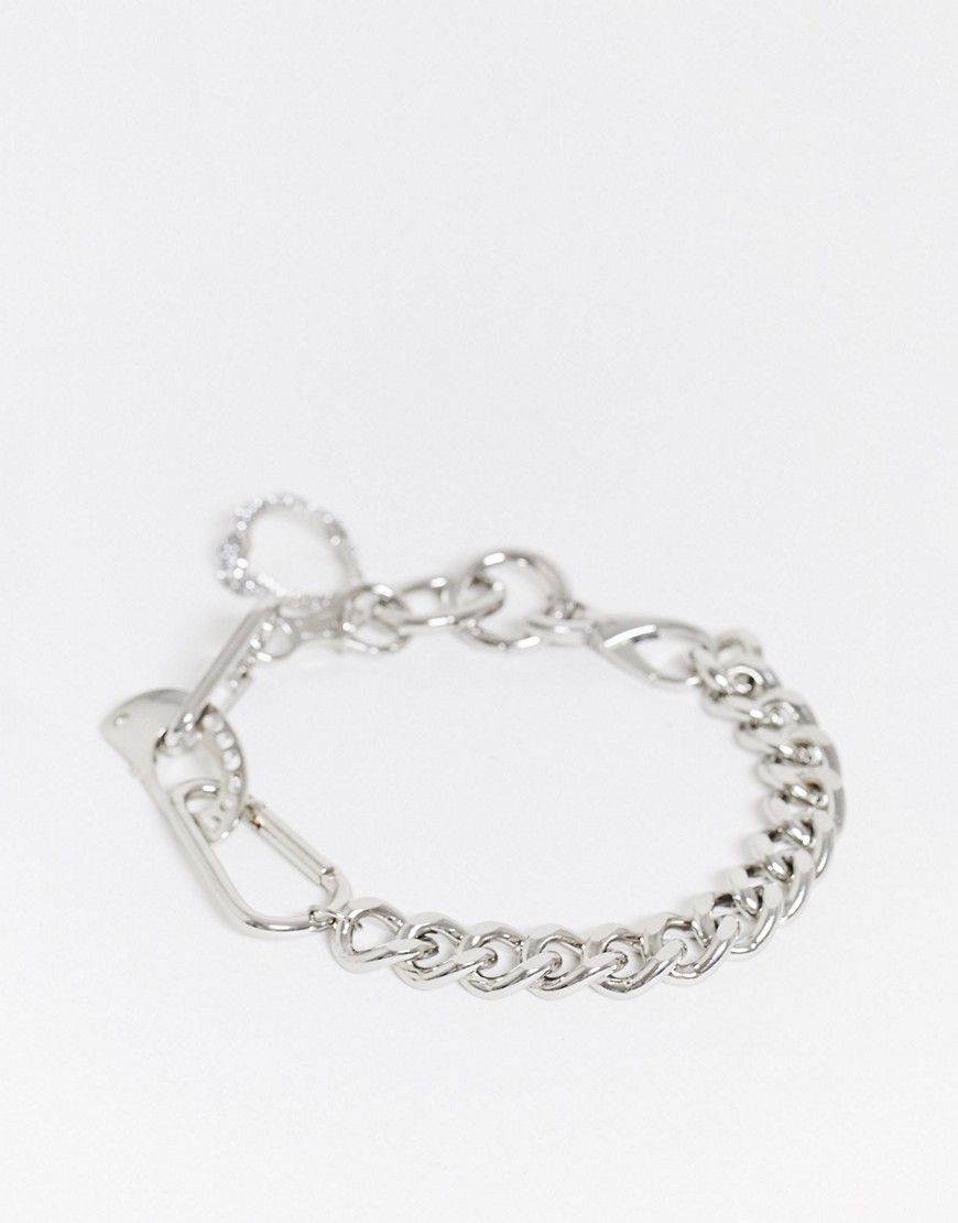ASOS DESIGN – Silverfärgat halsband med grov kedja, metallspänne och hängsmycke