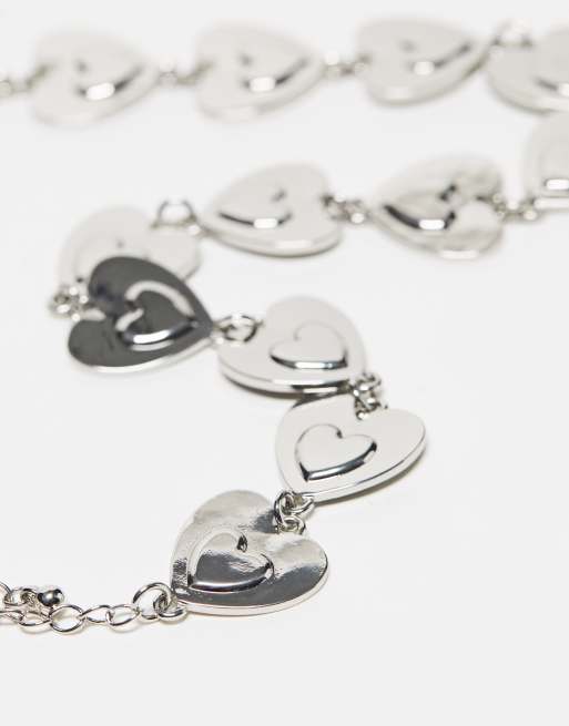 ASOS DESIGN – Silverfärgat halsband med grov kedja och hjärtan , 2 av 4