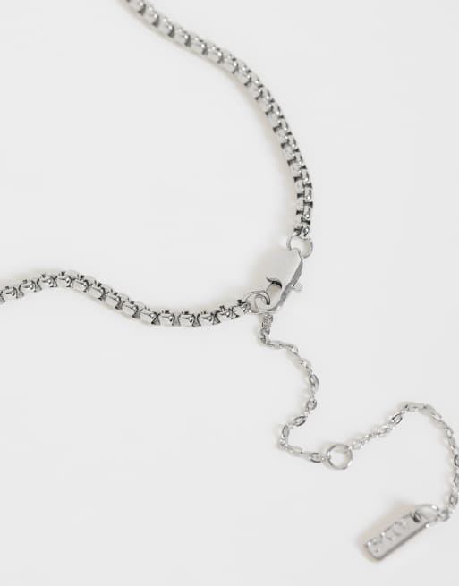 ASOS DESIGN – Silverfärgat halsband med halvädel, mossgrön agatsten och kedja, 3 av 4