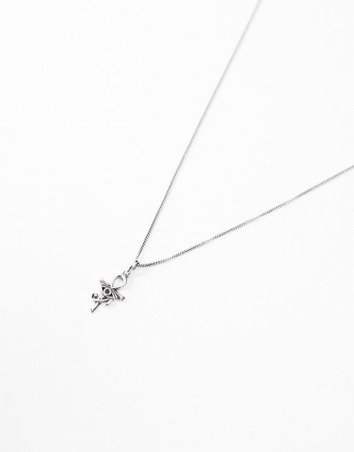 ASOS DESIGN – Silverfärgat halsband med litet egyptiskt ankh-hänge i sterlingsilver
