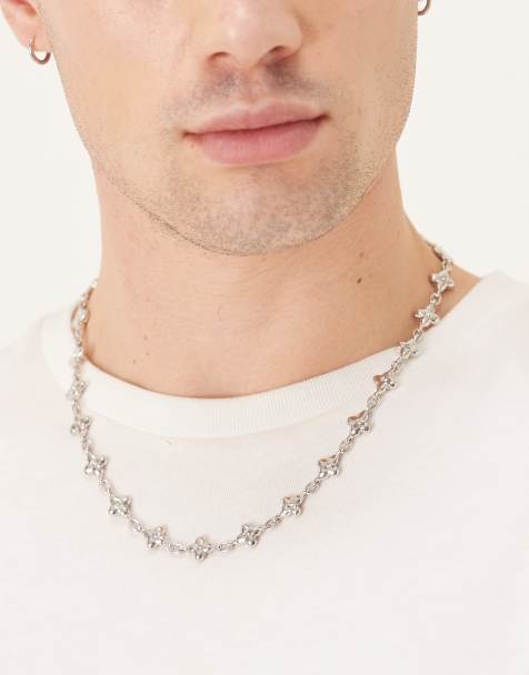 ASOS DESIGN – Silverfärgat halsband med puffiga korslänkar - view 1