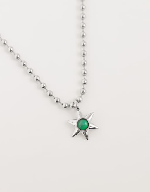 ASOS DESIGN – Silverfärgat halsband med stjärnhänge med humörsten, 3 av 4