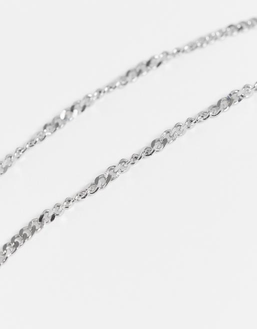 ASOS DESIGN – Silverfärgat halsband med världshänge i vattentåligt, rostfritt stål, 3 av 4