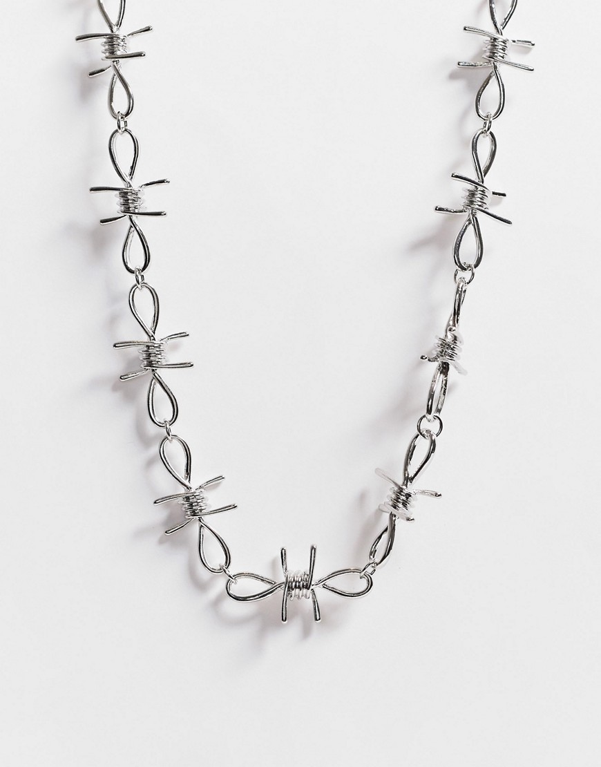 ASOS DESIGN – Silverfärgat halsband med virad tråd