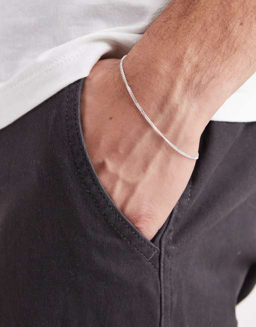ASOS DESIGN – Silverfärgat kedjearmband i sterlingsilver