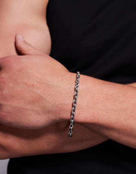 ASOS DESIGN – Silverfärgat kedjearmband i vattentåligt, rostfritt stål med ovala länkar - view 1