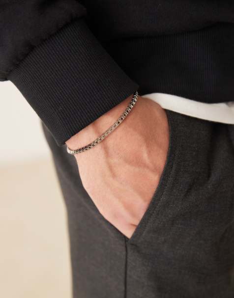 ASOS DESIGN – Silverfärgat kedjearmband med boxkedja - view 1