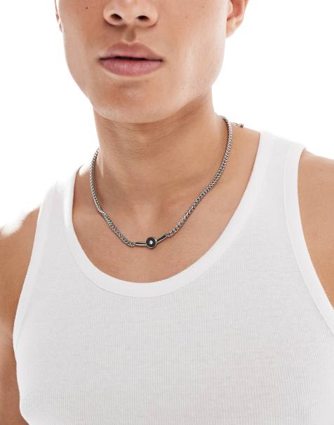 ASOS DESIGN – Silverfärgat kedjehalsband i vattentåligt, rostfritt stål för festivalen - view 1