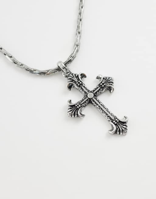 ASOS DESIGN – Silverfärgat, kraftigt halsband med korshänge, 4 av 4