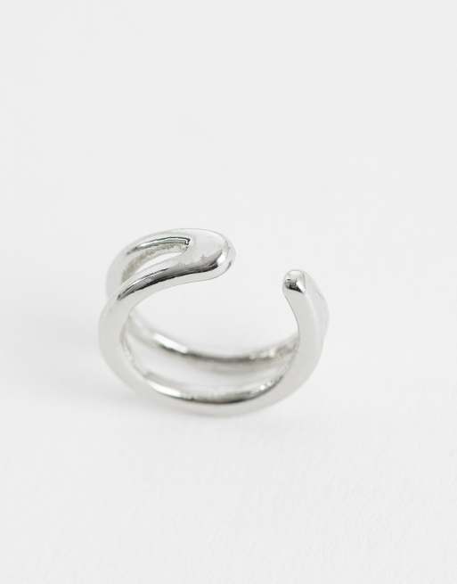 ASOS DESIGN – Silverfärgat öronsmycke i två rader, 3 av 4