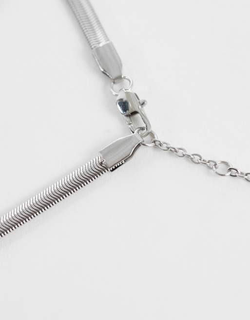ASOS DESIGN – Silverfärgat, platt kedjearmband i vattentåligt, rostfritt stål , 2 av 3