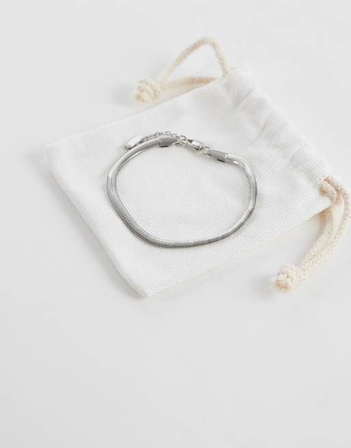 ASOS DESIGN – Silverfärgat, platt kedjearmband i vattentåligt, rostfritt stål , 3 av 3