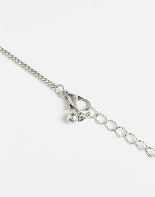 ASOS DESIGN – Silverfärgat set med halsband med fredstecken och hänge med strass, 3-pack, 4 av 4
