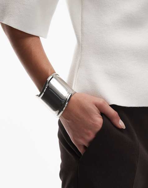 ASOS DESIGN – Silverfärgat, stort cuff-armband - view 1